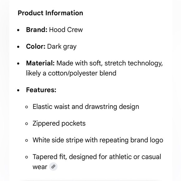 Hood Crew Men’s Gray Drawstring Sweatpants with Back Pocket, 2 Front Zip. XL - Picture 6 of 6